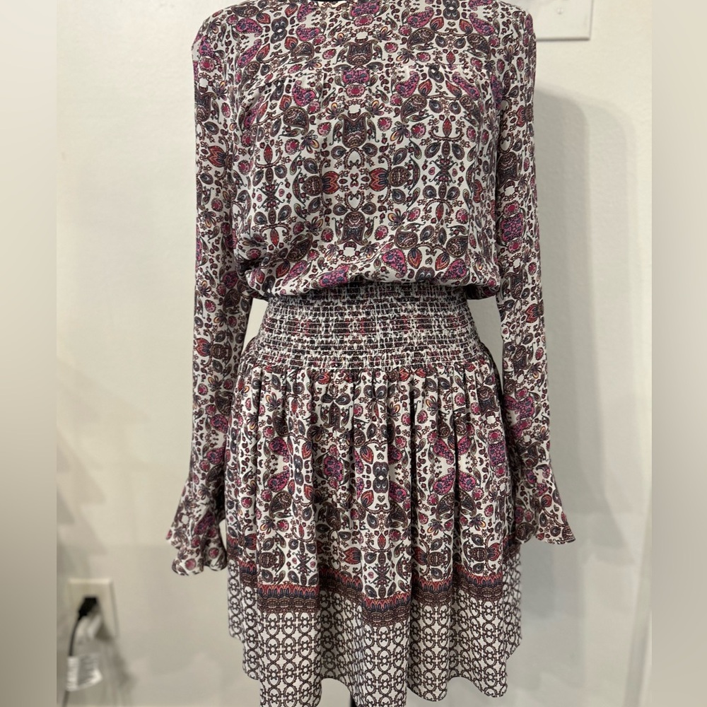 Shoshanna Size 2 Multi Colored Paisley Silk All Over Print Long Sleeve Dress